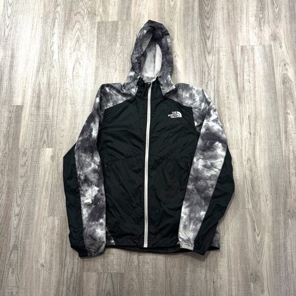 The North Face Windbreaker Jacket Men's Medium Black Gray Hooded Hiking Scarlxrd - Picture 2 of 8